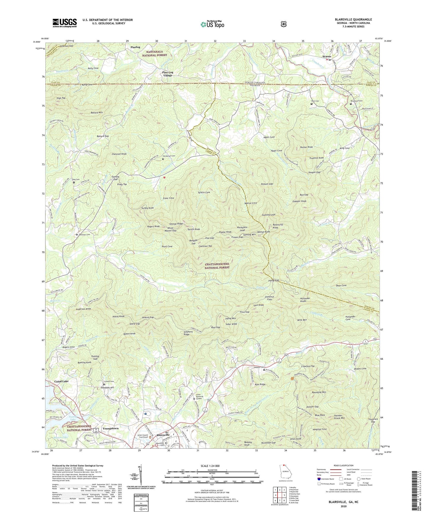 Blairsville Georgia US Topo Map Image