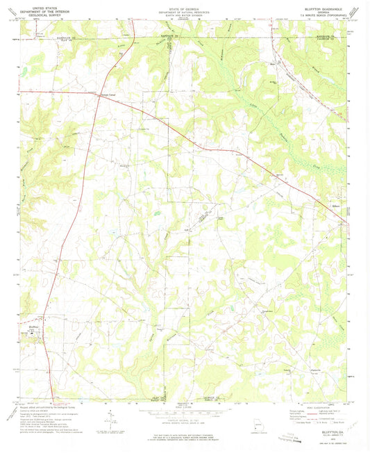 Classic USGS Bluffton Georgia 7.5'x7.5' Topo Map Image