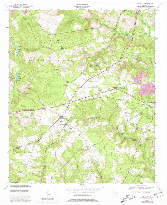Classic USGS Blythe Georgia 7.5'x7.5' Topo Map Image