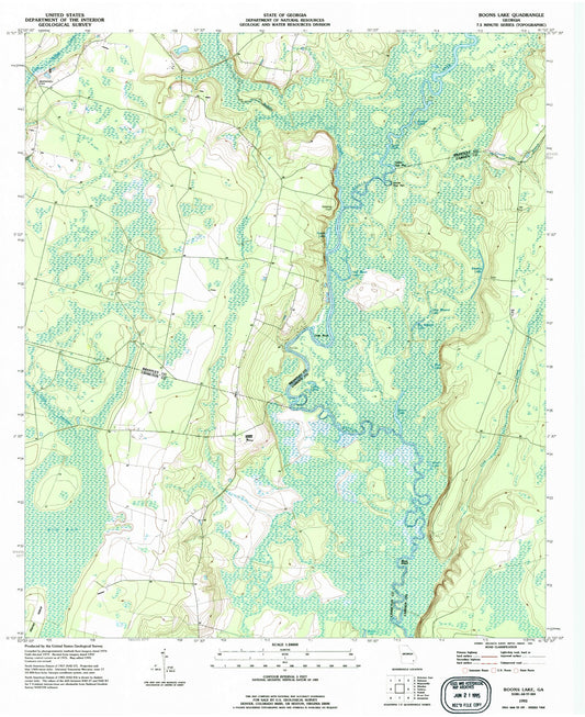 Classic USGS Boons Lake Georgia 7.5'x7.5' Topo Map Image