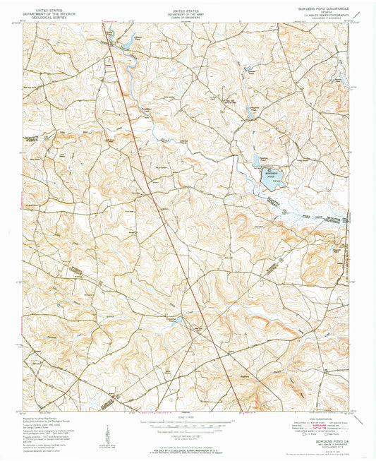 Classic USGS Bowdens Pond Georgia 7.5'x7.5' Topo Map Image