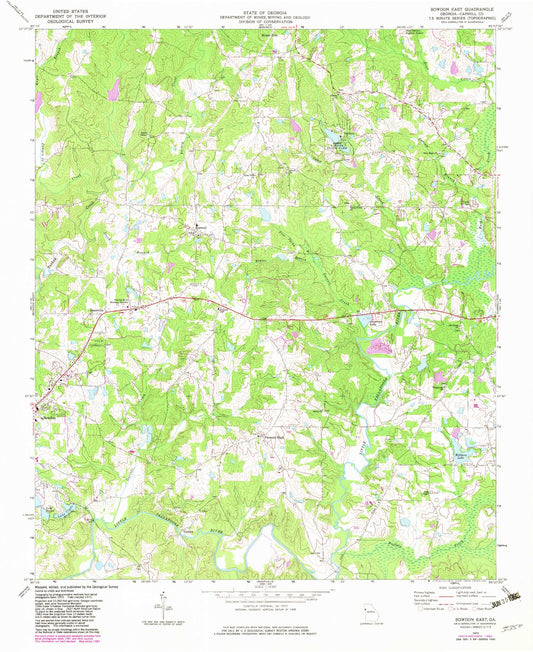 Classic USGS Bowdon East Georgia 7.5'x7.5' Topo Map Image