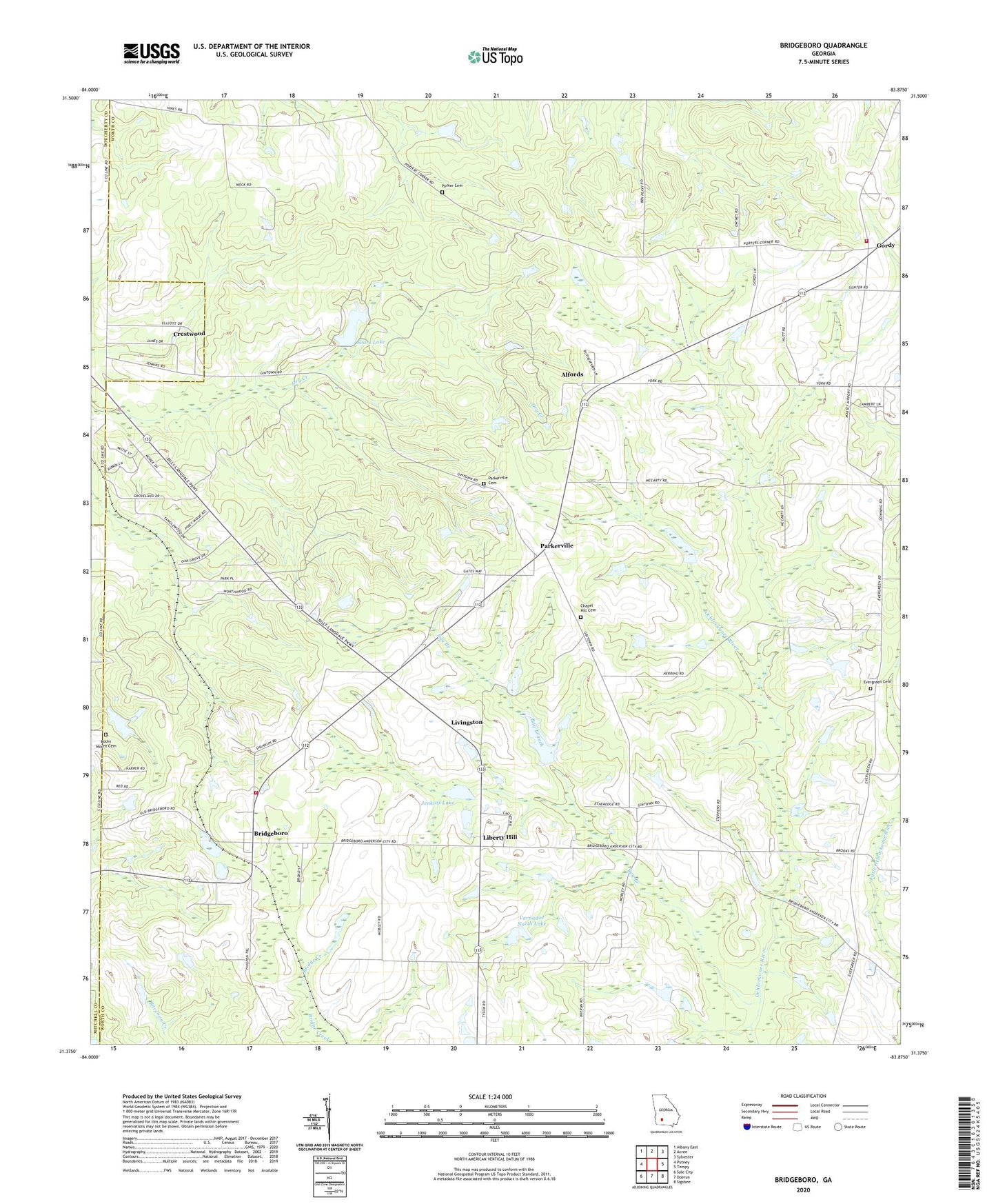 Bridgeboro Georgia US Topo Map Image