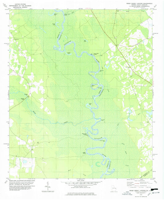 Classic USGS Brier Creek Landing Georgia 7.5'x7.5' Topo Map Image