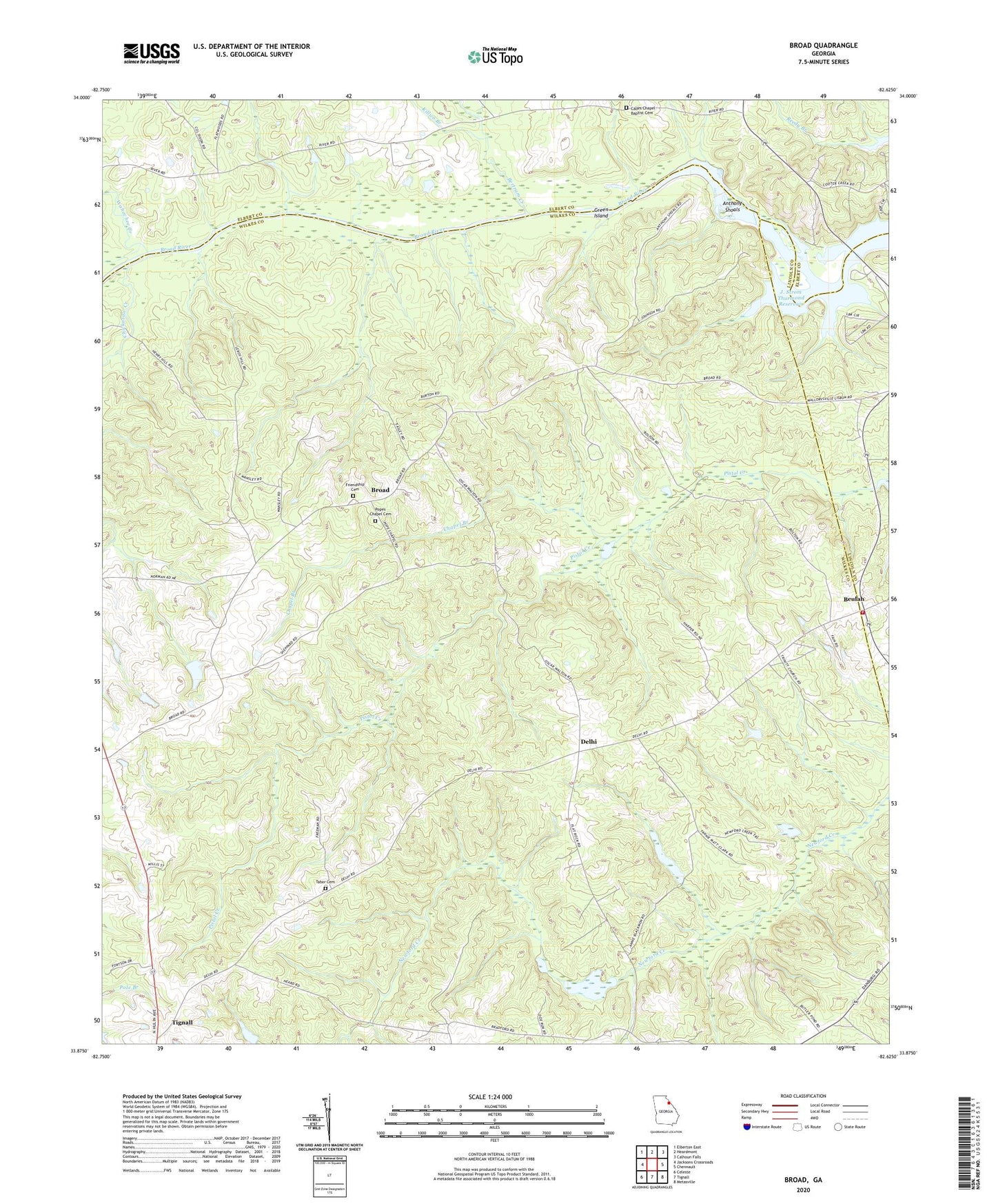 Broad Georgia US Topo Map Image