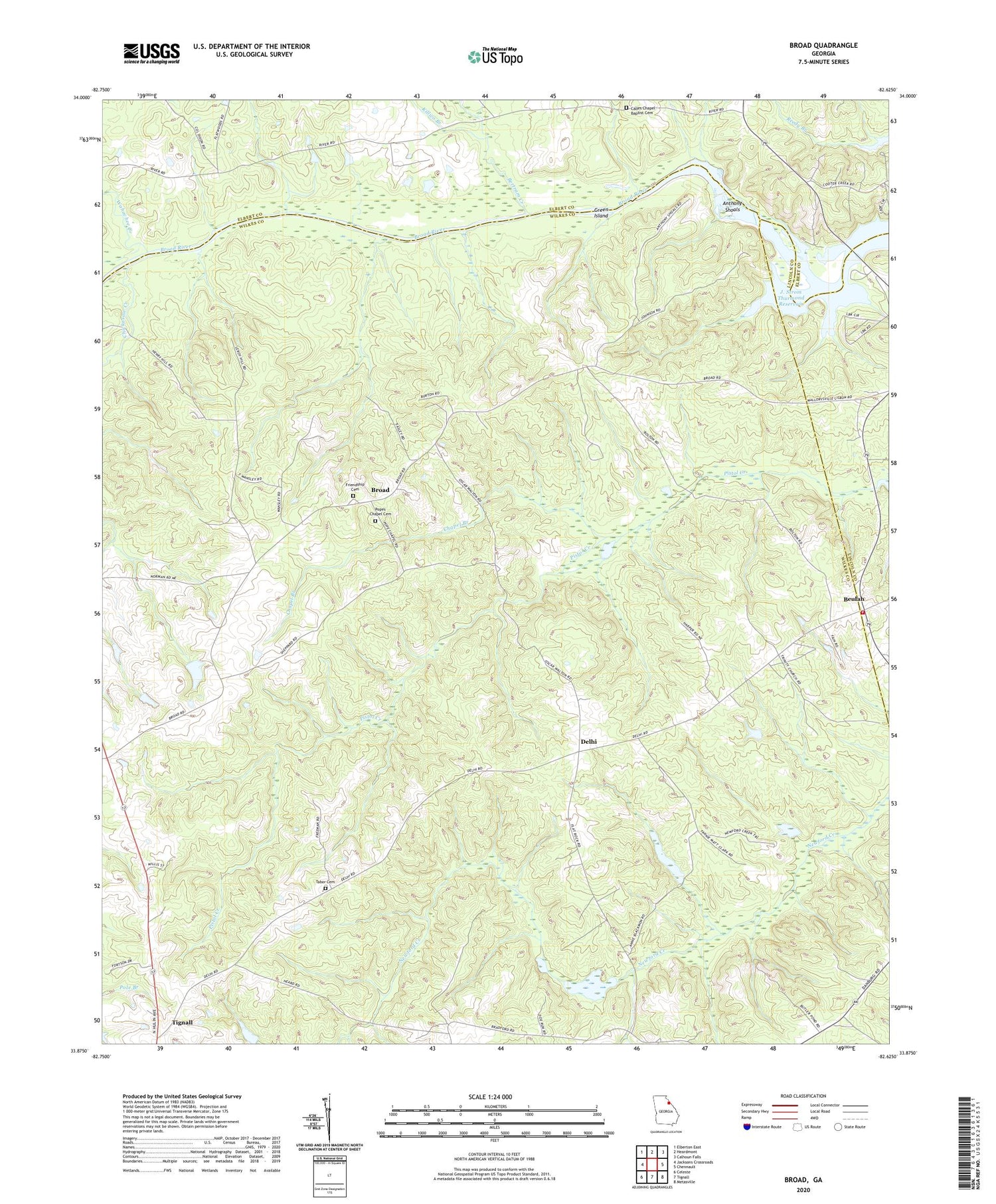 Broad Georgia US Topo Map Image