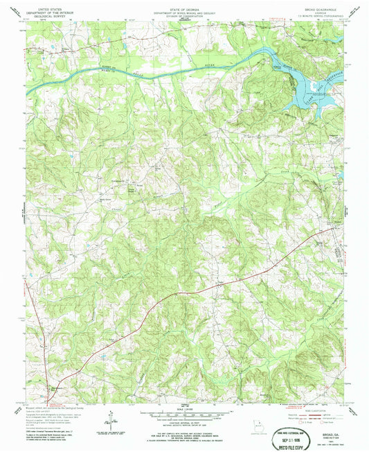 Classic USGS Broad Georgia 7.5'x7.5' Topo Map Image