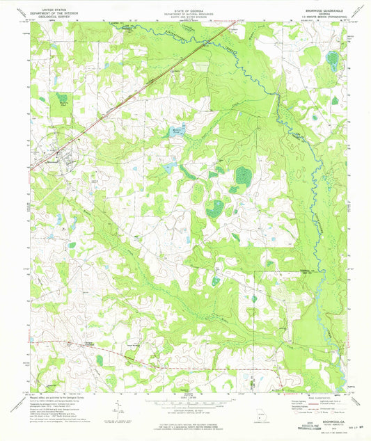 Classic USGS Bronwood Georgia 7.5'x7.5' Topo Map Image