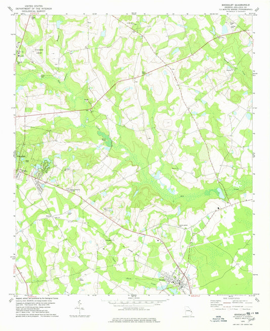 Classic USGS Brooklet Georgia 7.5'x7.5' Topo Map Image