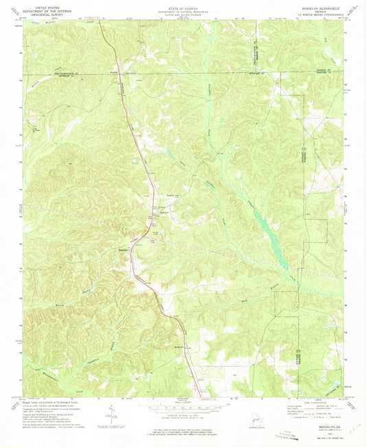 Classic USGS Brooklyn Georgia 7.5'x7.5' Topo Map Image
