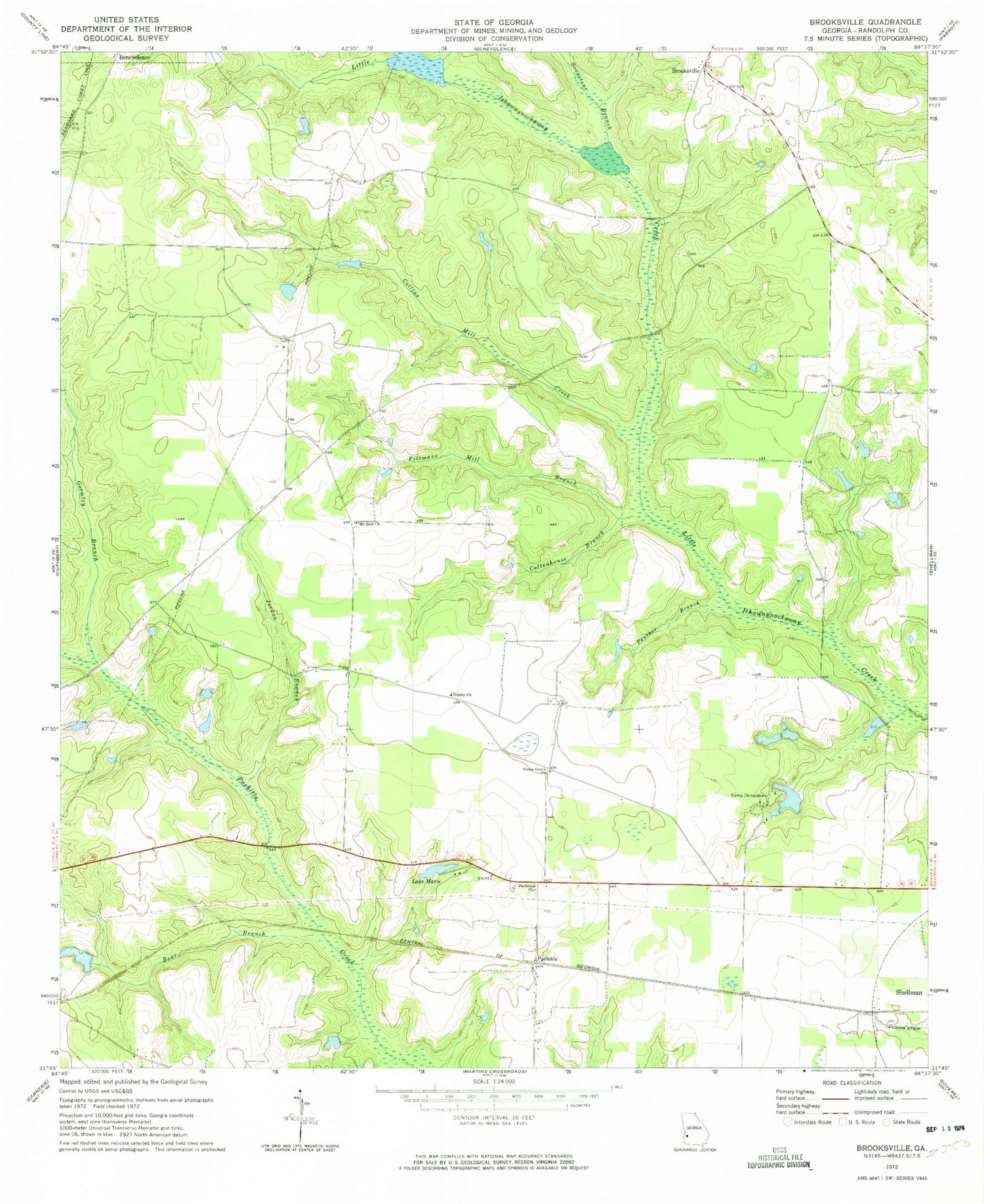 Classic USGS Brooksville Georgia 7.5'x7.5' Topo Map Image
