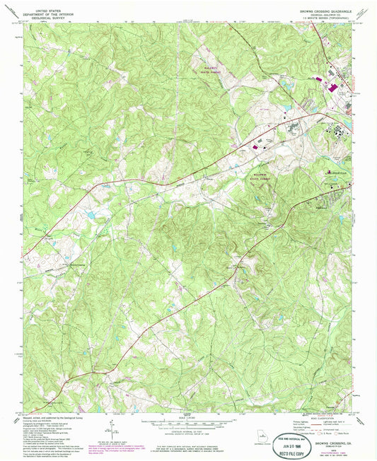 Classic USGS Browns Crossing Georgia 7.5'x7.5' Topo Map Image
