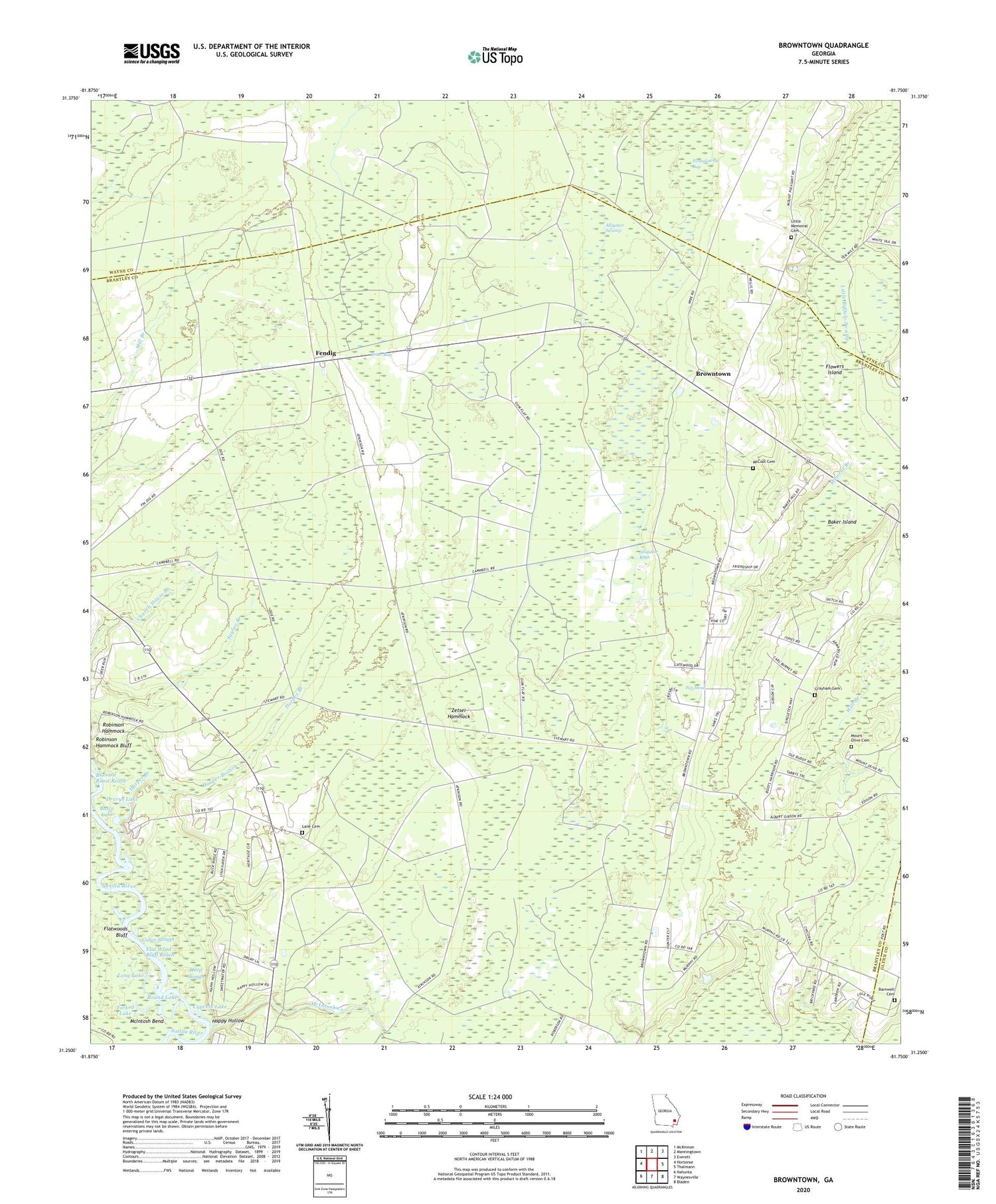 Browntown Georgia US Topo Map Image