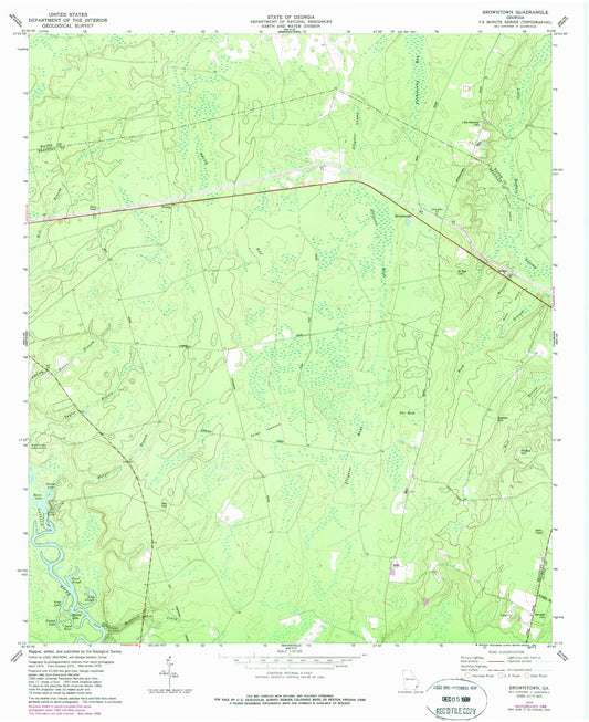 Classic USGS Browntown Georgia 7.5'x7.5' Topo Map Image