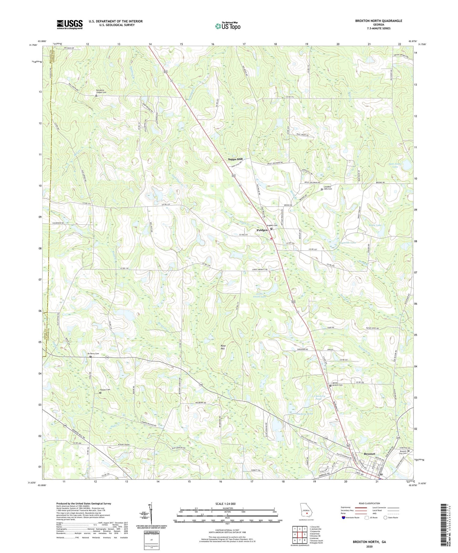 Broxton North Georgia US Topo Map Image