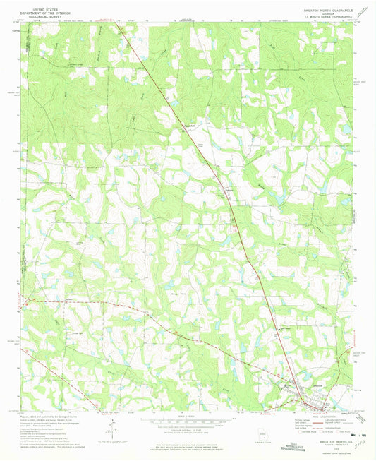 Classic USGS Broxton North Georgia 7.5'x7.5' Topo Map Image