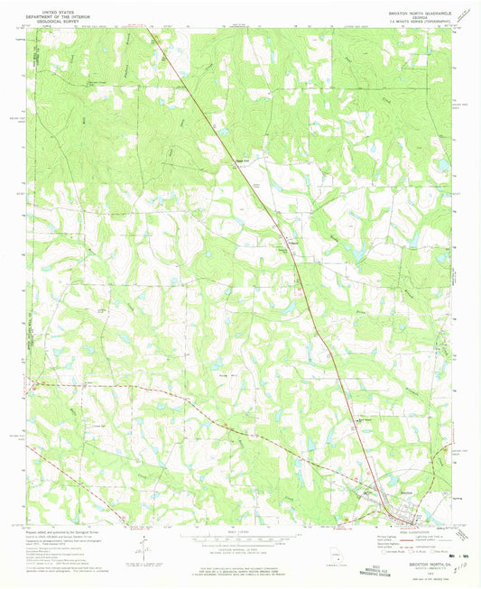 Classic USGS Broxton North Georgia 7.5'x7.5' Topo Map Image
