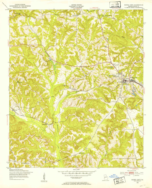Classic USGS Buena Vista Georgia 7.5'x7.5' Topo Map Image