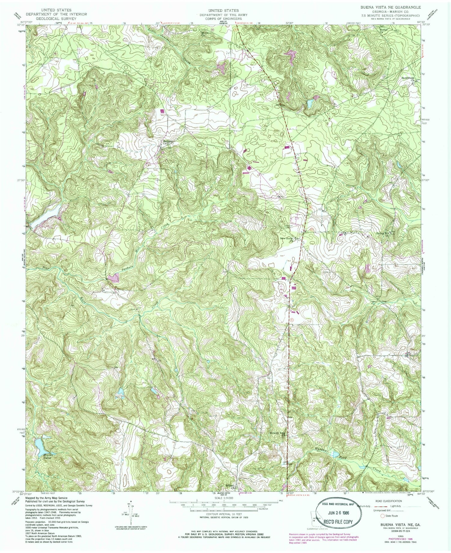 Classic USGS Buena Vista NE Georgia 7.5'x7.5' Topo Map Image
