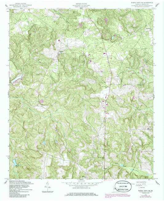 Classic USGS Buena Vista NE Georgia 7.5'x7.5' Topo Map Image