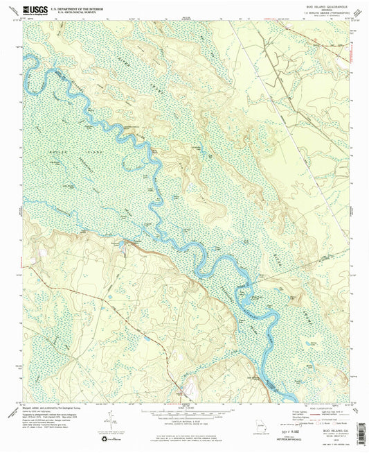 Classic USGS Bug Island Georgia 7.5'x7.5' Topo Map Image