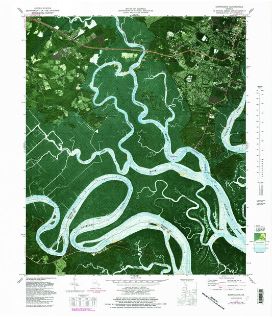 Classic USGS Burroughs Georgia 7.5'x7.5' Topo Map Image