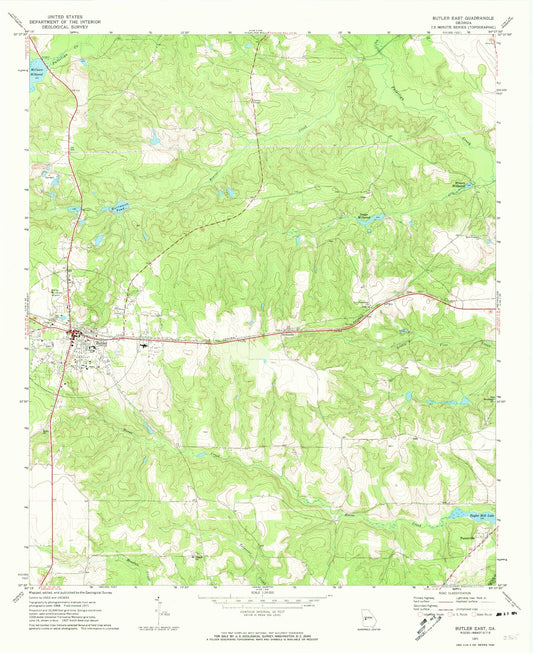 Classic USGS Butler East Georgia 7.5'x7.5' Topo Map Image