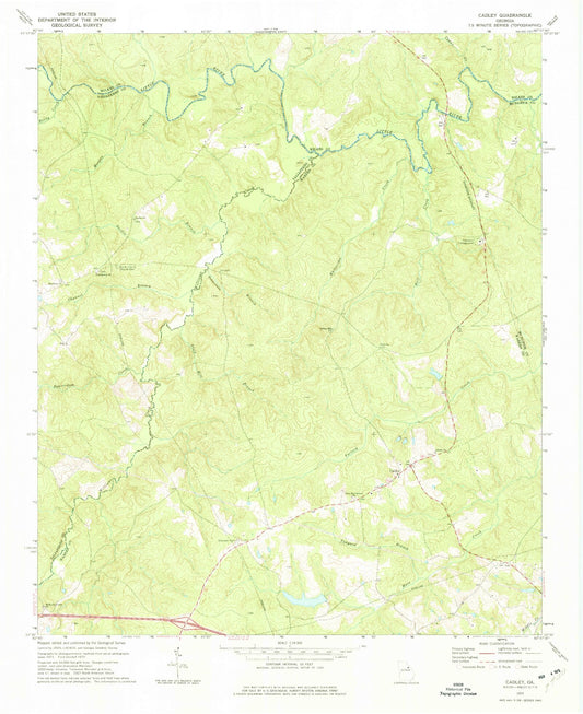 Classic USGS Cadley Georgia 7.5'x7.5' Topo Map Image