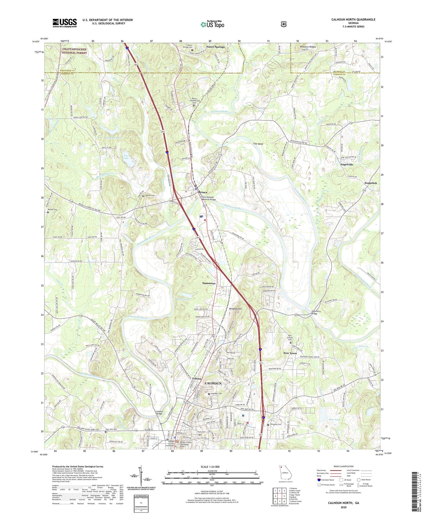 Calhoun North Georgia US Topo Map Image