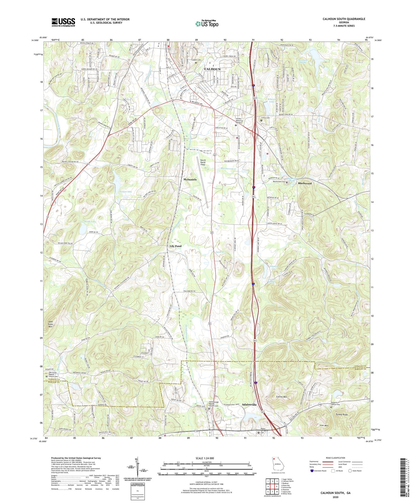 Calhoun South Georgia US Topo Map Image