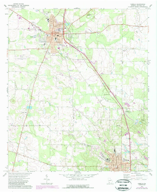 Classic USGS Camilla Georgia 7.5'x7.5' Topo Map Image