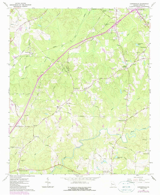 Classic USGS Cannonville Georgia 7.5'x7.5' Topo Map Image
