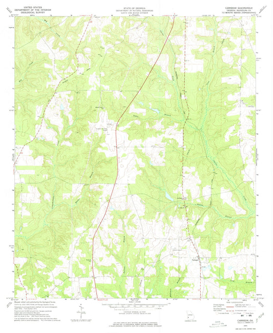 Classic USGS Carnegie Georgia 7.5'x7.5' Topo Map Image