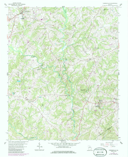 Classic USGS Carnesville Georgia 7.5'x7.5' Topo Map Image