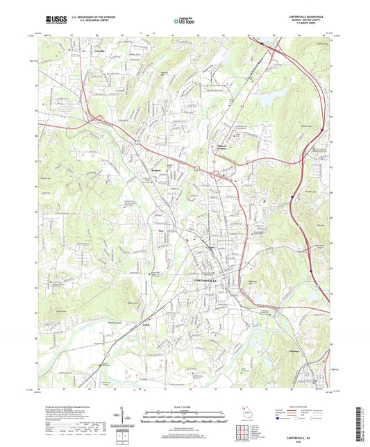 Cartersville Georgia US Topo Map Image