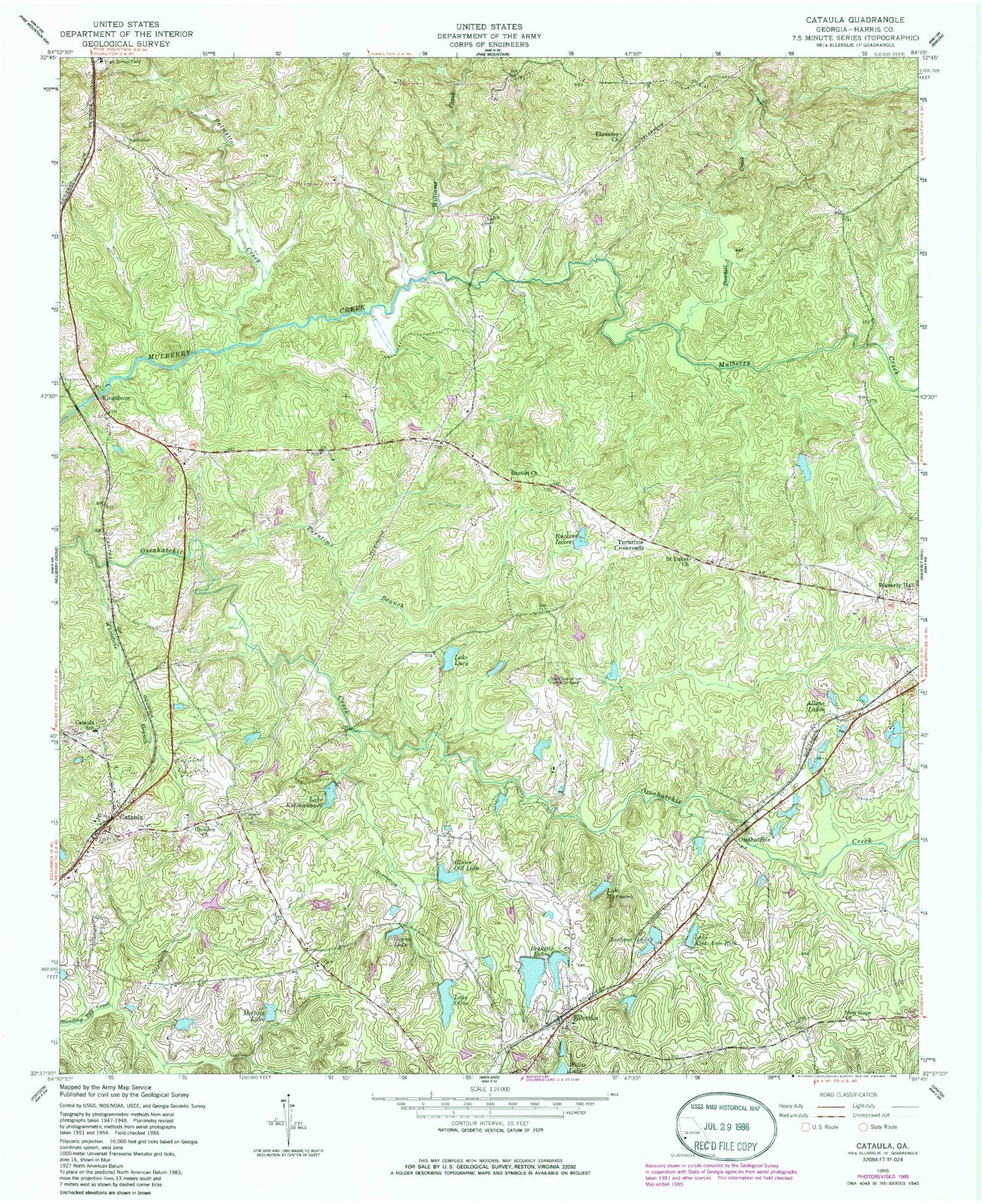Classic USGS Cataula Georgia 7.5'x7.5' Topo Map Image