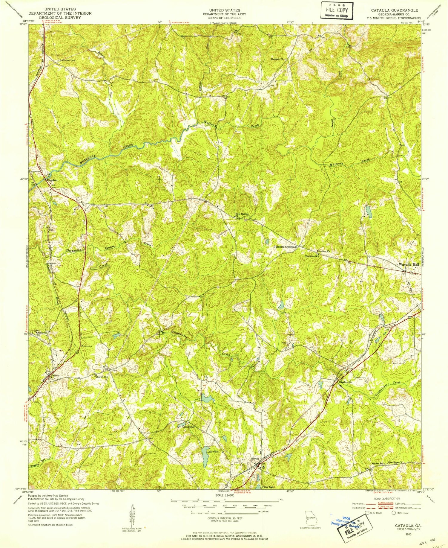 Classic USGS Cataula Georgia 7.5'x7.5' Topo Map Image