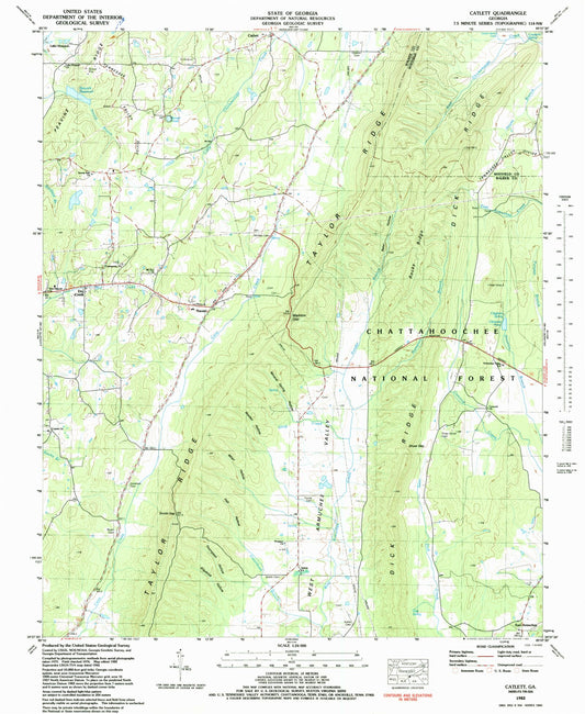 Classic USGS Catlett Georgia 7.5'x7.5' Topo Map Image