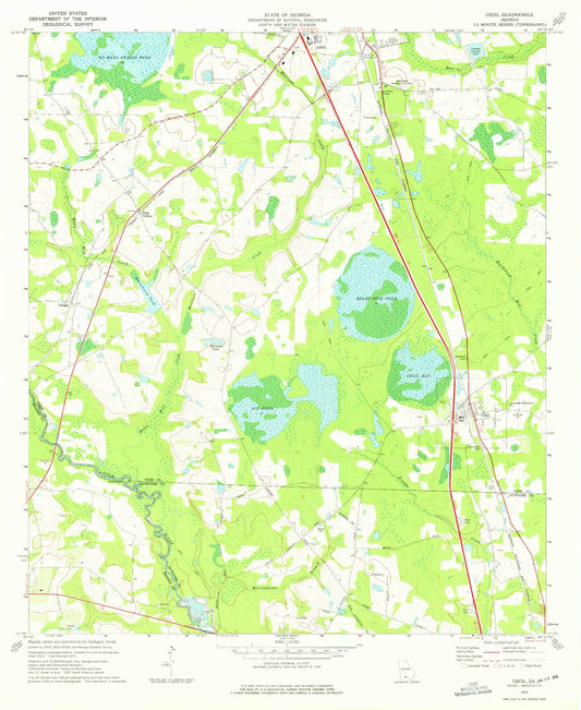 Classic USGS Cecil Georgia 7.5'x7.5' Topo Map Image