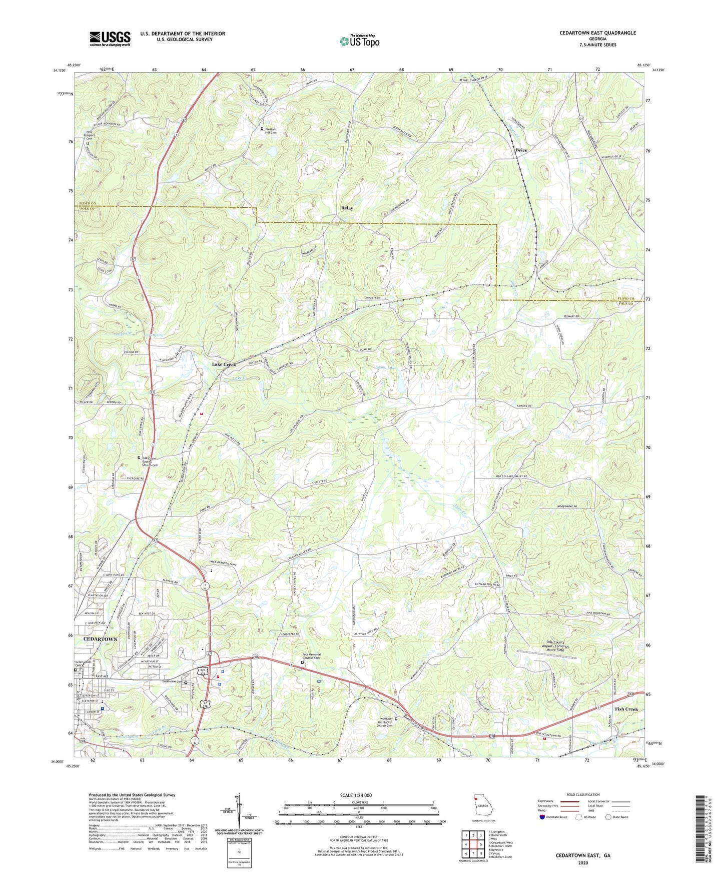 Cedartown East Georgia US Topo Map Image