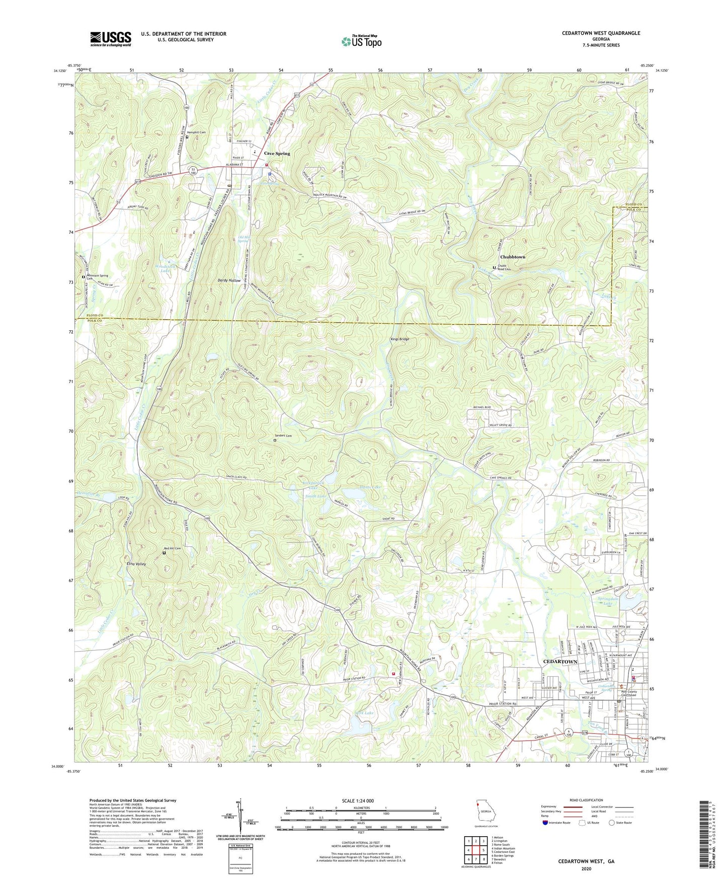 Cedartown West Georgia US Topo Map Image