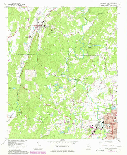 Classic USGS Cedartown West Georgia 7.5'x7.5' Topo Map Image