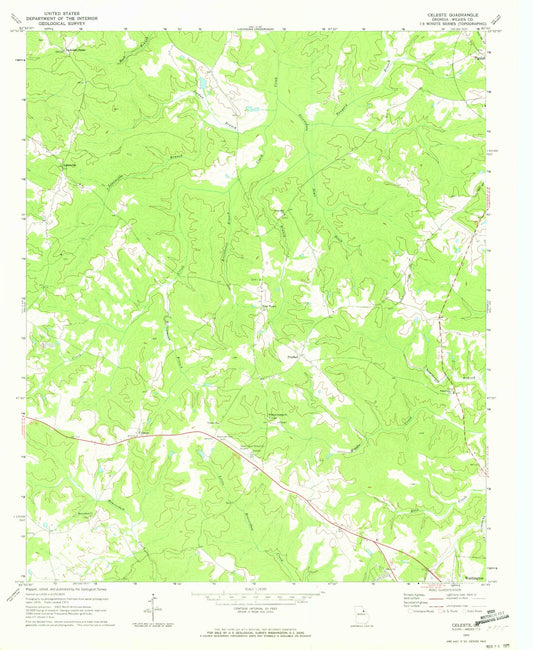 Classic USGS Celeste Georgia 7.5'x7.5' Topo Map Image