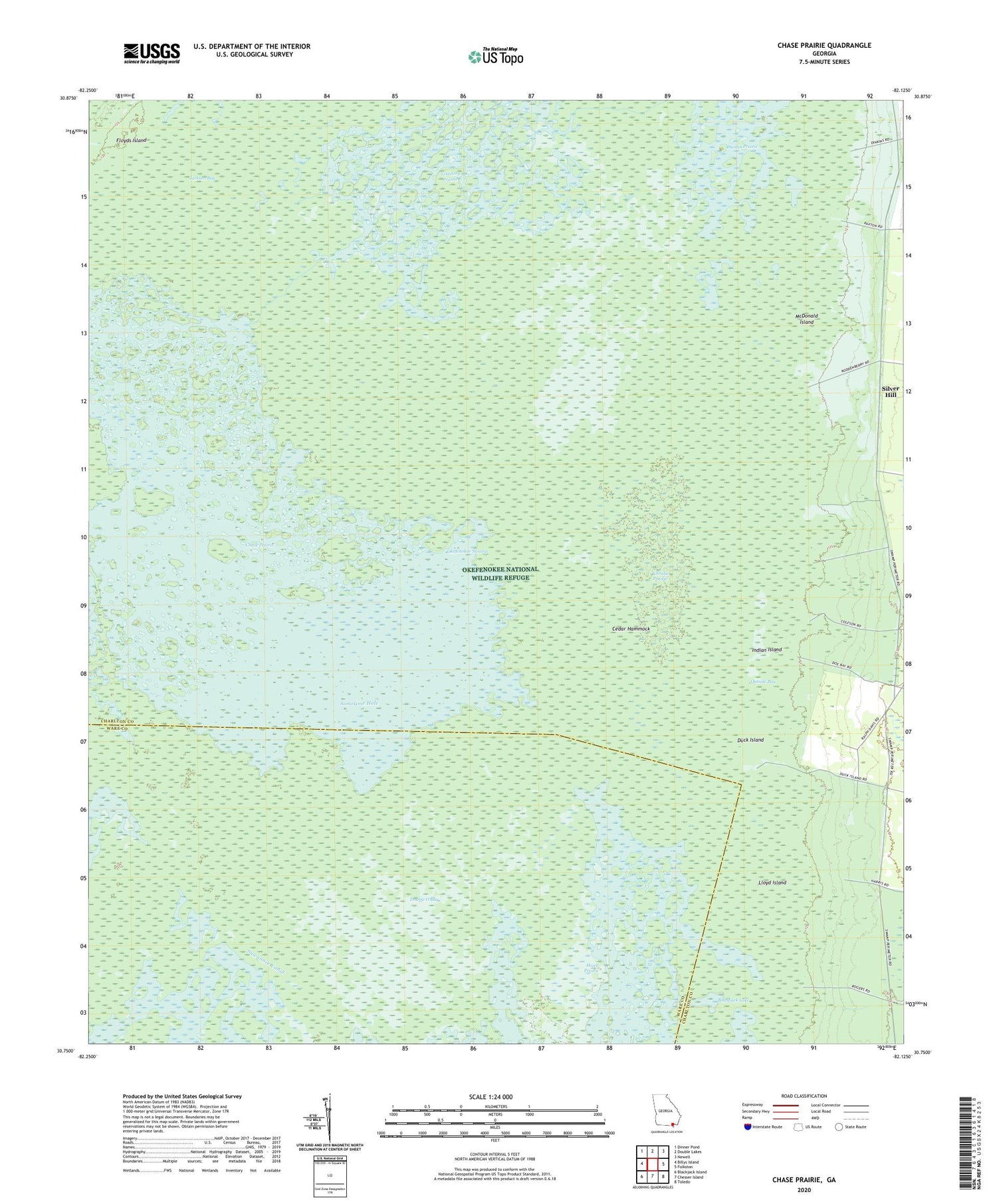 Chase Prairie Georgia US Topo Map Image