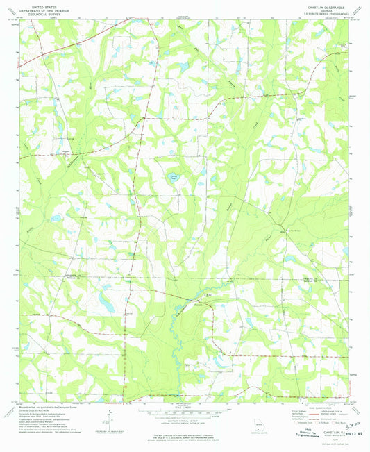 Classic USGS Chastain Georgia 7.5'x7.5' Topo Map Image