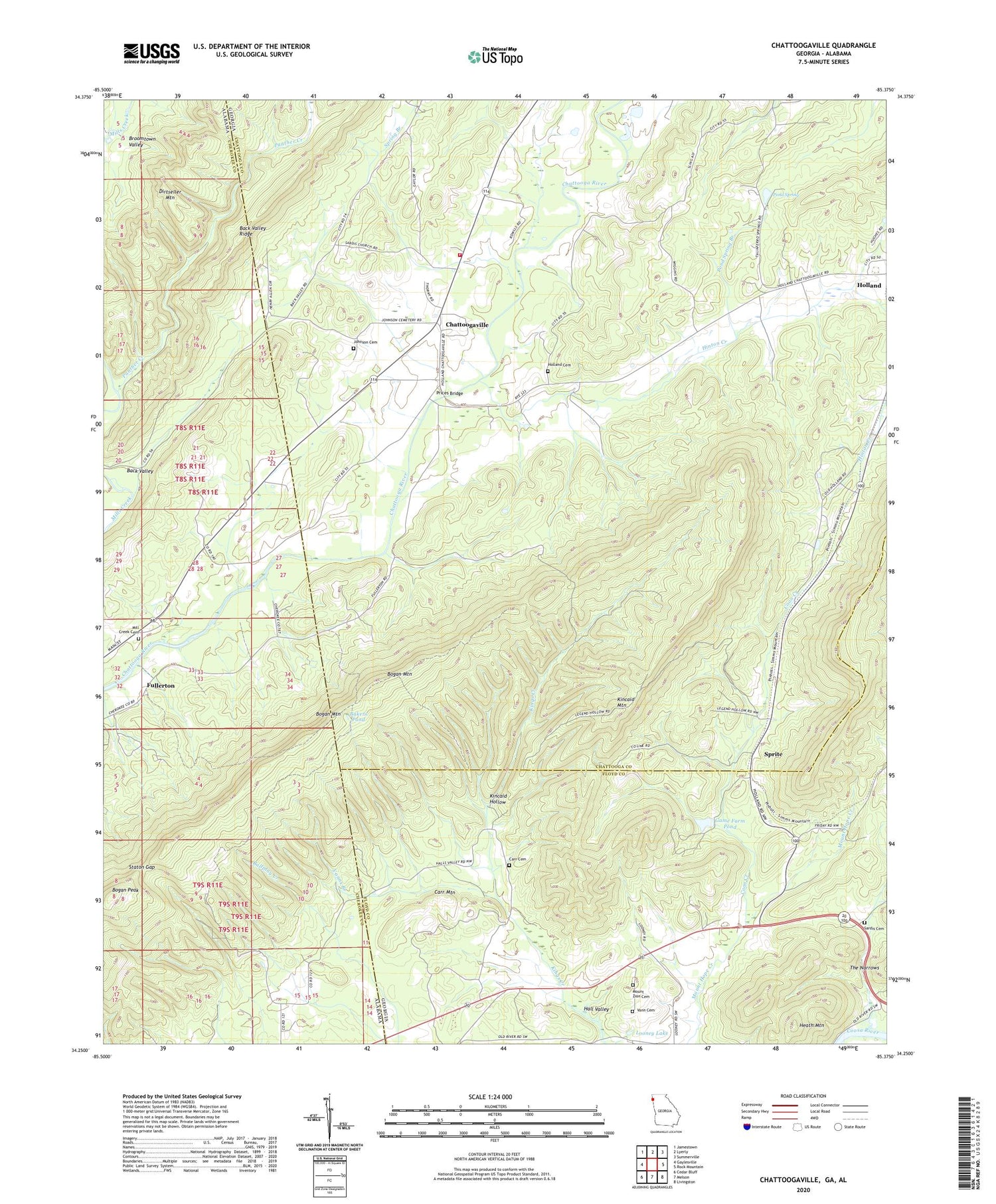 Chattoogaville Georgia US Topo Map Image