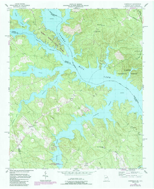 Classic USGS Chennault Georgia 7.5'x7.5' Topo Map Image
