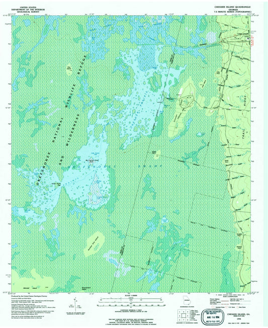 Classic USGS Chesser Island Georgia 7.5'x7.5' Topo Map Image