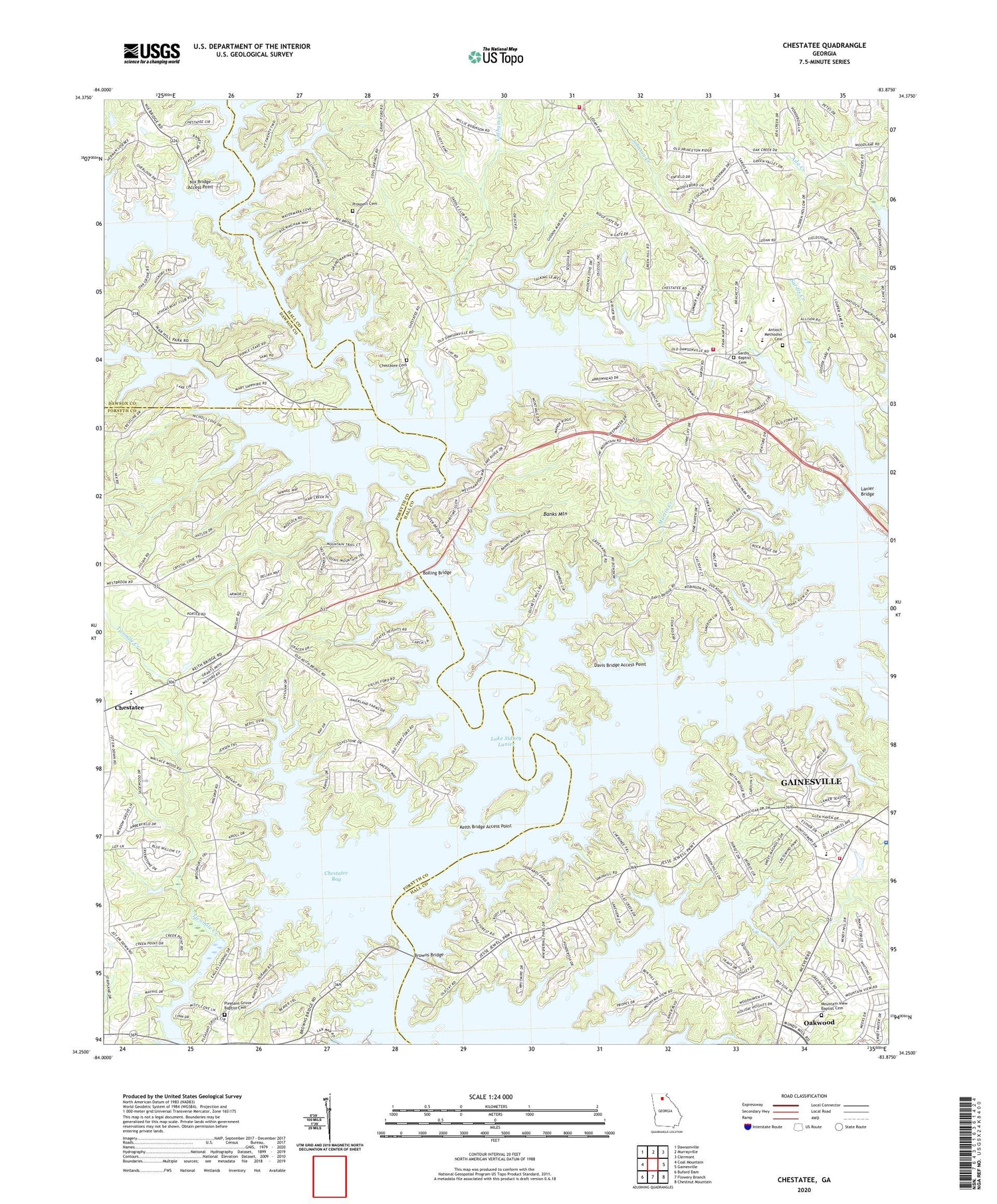 Chestatee Georgia US Topo Map Image