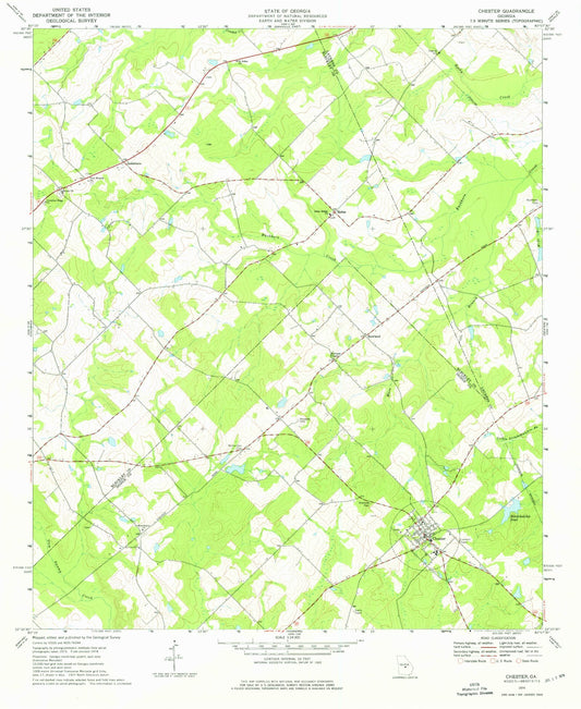 Classic USGS Chester Georgia 7.5'x7.5' Topo Map Image